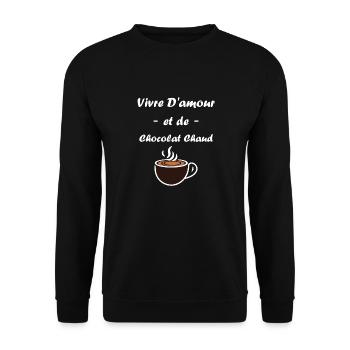 Humour petit chocolat chaud - Sweat-shirt Unisexe - noir - Devant - Alina (178cm) & Michal (187cm)
