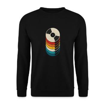 Vinyl Record Gift For DJ Vintage - Unisex Sweatshirt - black - Front - Alina (178cm) & Michal (187cm)