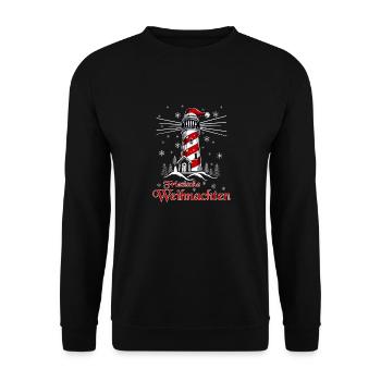 Weihnachten in Friesland / Ostfriesland Christmas - Unisex Pullover - Schwarz - Vorne - Alina (178cm) & Michal (187cm)