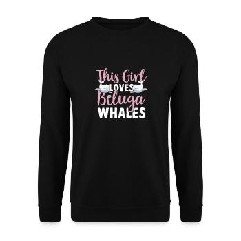 Weißwal Beluga Wal - Unisex Pullover - Schwarz - Vorne - Alina (178cm) & Michal (187cm)
