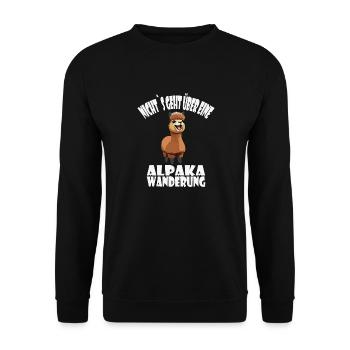 Alpaka, Nichts geht über eine Alpaka Wanderung, - Unisex Pullover - Schwarz - Vorne - Alina (178cm) & Michal (187cm)