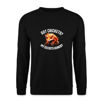 Crested Gecko Men Women Lizard Eyelash Gecko - Unisex Sweatshirt - black - Front - Alina (178cm) & Michal (187cm)