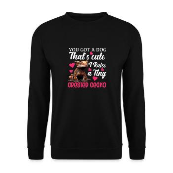 Gecko à crête Hommes Femmes Lézard Cils Gecko - Sweat-shirt Unisexe - noir - Devant - Alina (178cm) & Michal (187cm)