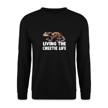 Schopfgecko Männer Frauen Eidechse Wimpern Gecko - Unisex Pullover - Schwarz - Vorne - Alina (178cm) & Michal (187cm)