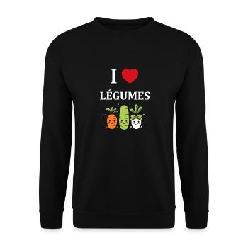 Humour petit légumes vegan - Sweat-shirt Unisexe - noir - Devant - Alina (178cm) & Michal (187cm)