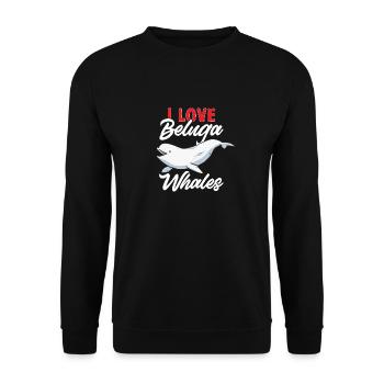 Weißwal Beluga Wal - Unisex Pullover - Schwarz - Vorne - Alina (178cm) & Michal (187cm)