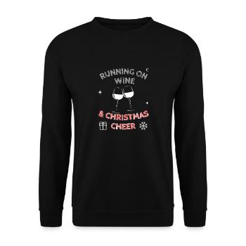 Running On Wine And Christmas Cheer Funny Festive - Unisex Sweatshirt - black - Front - Alina (178cm) & Michal (187cm)