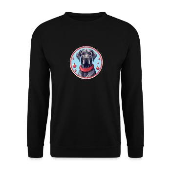 Große Dogge Hund Weihnachten, Liebe Hunde - Unisex Pullover - Schwarz - Vorne - Alina (178cm) & Michal (187cm)