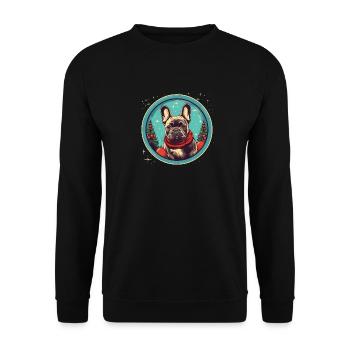Französische Bulldogge Hund Weihnachten, Liebeshunde - Unisex Pullover - Schwarz - Vorne - Alina (178cm) & Michal (187cm)
