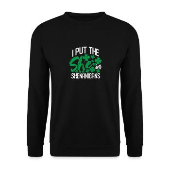 Je t’ai mis dans l’irlandais drôle de Shenanigan - Sweat-shirt Unisexe - noir - Devant - Alina (178cm) & Michal (187cm)