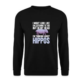 Hippopotame Hippopotame - Sweat-shirt Unisexe - noir - Devant - Alina (178cm) & Michal (187cm)