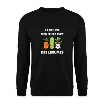 Légumes Humour je suis vegan - Sweat-shirt Unisexe - noir - Devant - Alina (178cm) & Michal (187cm)