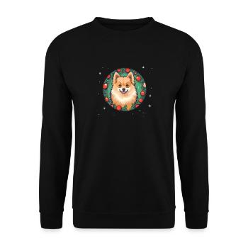 Chien de Poméranie Noël, Chiens d’amour - Sweat-shirt Unisexe - noir - Devant - Alina (178cm) & Michal (187cm)