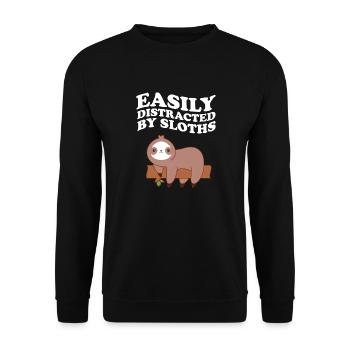 Easily Distracted By Sloths Sloth Kawaii - Unisex Sweatshirt - black - Front - Alina (178cm) & Michal (187cm)