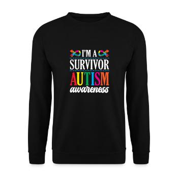 « Je suis un survivant, un guerrier de l’autisme, un ninja autiste - Sweat-shirt Unisexe - noir - Devant - Alina (178cm) & Michal (187cm)