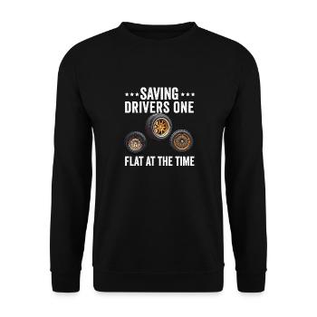 Tire Guy Mechanic Flat Tire Changer Repair Car - Unisex Sweatshirt - black - Front - Alina (178cm) & Michal (187cm)