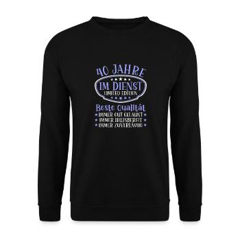 40 Jahre im Dienst 40 Jähriges Dienstjubiläum - Unisex Pullover - Schwarz - Vorne - Alina (178cm) & Michal (187cm)