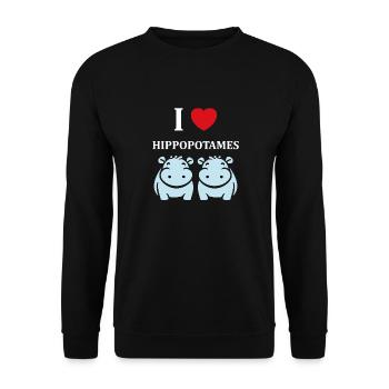 amour petit hippopotame - Sweat-shirt Unisexe - noir - Devant - Alina (178cm) & Michal (187cm)