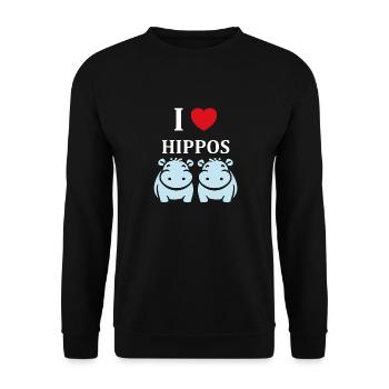 amour petit hippopotame - Sweat-shirt Unisexe - noir - Devant - Alina (178cm) & Michal (187cm)