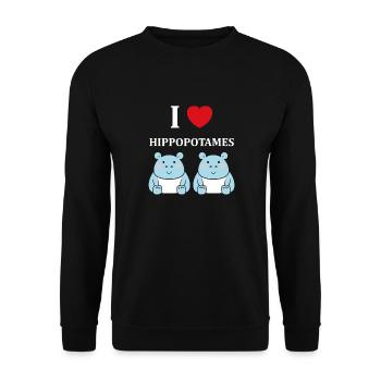 amour petit hippopotame - Sweat-shirt Unisexe - noir - Devant - Alina (178cm) & Michal (187cm)