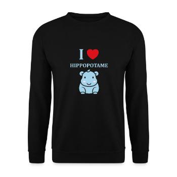 amour petit hippopotame - Sweat-shirt Unisexe - noir - Devant - Alina (178cm) & Michal (187cm)
