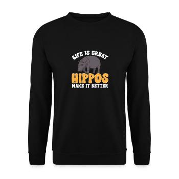 Hippopotame Hippopotame - Sweat-shirt Unisexe - noir - Devant - Alina (178cm) & Michal (187cm)