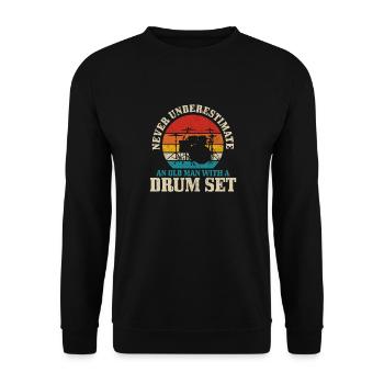 Drummer Drummer Gift Vintage - Unisex Sweatshirt - black - Front - Alina (178cm) & Michal (187cm)