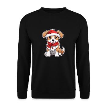 Dog with Christmas Hat - Unisex Sweatshirt - black - Front - Alina (178cm) & Michal (187cm)