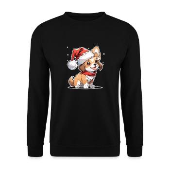 Dog with Christmas Hat - Unisex Sweatshirt - black - Front - Alina (178cm) & Michal (187cm)