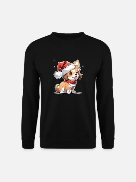 Dog with Christmas Hat - Unisex Sweatshirt - black