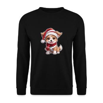 Dog with Christmas Hat - Unisex Sweatshirt - black - Front - Alina (178cm) & Michal (187cm)