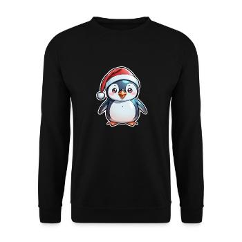 Penguin Christmas Hat - Unisex Sweatshirt - black - Front - Alina (178cm) & Michal (187cm)