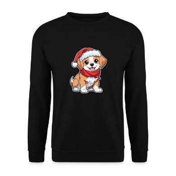 Dog with Christmas Hat - Unisex Sweatshirt - black - Front - Alina (178cm) & Michal (187cm)