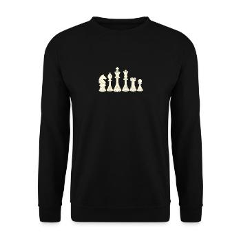 Schachspieler Silhouette Stücke Vintage Fan - Unisex Pullover - Schwarz - Vorne - Alina (178cm) & Michal (187cm)