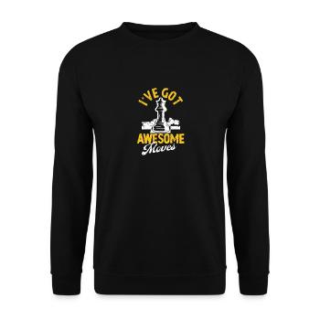 I've Got Awesome Moves Schachspieler Stratege - Unisex Pullover - Schwarz - Vorne - Alina (178cm) & Michal (187cm)