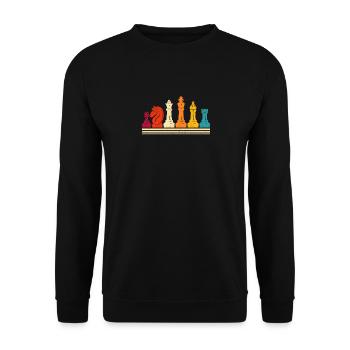 Chess Player Silhouette Retro Vintage Strategic - Unisex Sweatshirt - black - Front - Alina (178cm) & Michal (187cm)