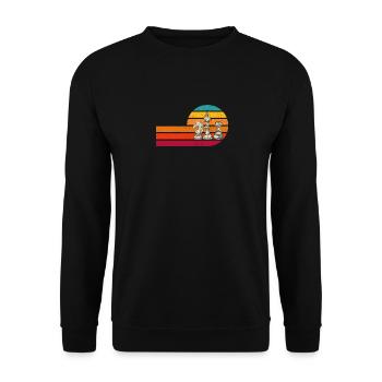 Vintage Schachspieler Retro Sonnenuntergang Schach - Unisex Pullover - Schwarz - Vorne - Alina (178cm) & Michal (187cm)