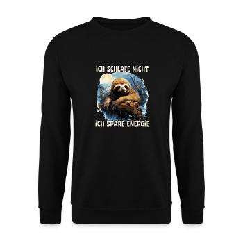 I don't sleep, I save energy, sloth - Unisex Sweatshirt - black - Front - Alina (178cm) & Michal (187cm)