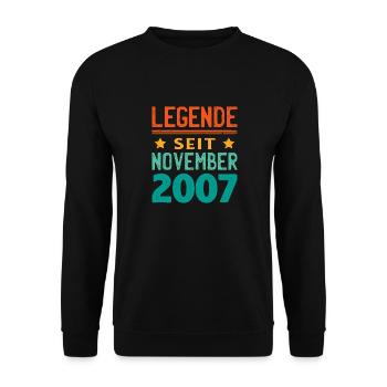 November 2007 Legende seit 16 Jahren Mann Frau - Unisex Pullover - Schwarz - Vorne - Alina (178cm) & Michal (187cm)