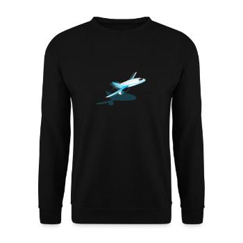 Flugzeug T-Shirt - Düsenflugzeug Flugzeug Kinderspielzeug - Unisex Pullover - Schwarz - Vorne - Alina (178cm) & Michal (187cm)