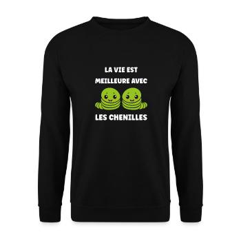 Chenilles insecte Amour petite chenille - Sweat-shirt Unisexe - noir - Devant - Alina (178cm) & Michal (187cm)