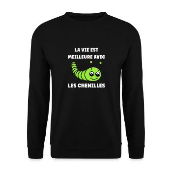 Chenilles insecte Amour petite chenille - Sweat-shirt Unisexe - noir - Devant - Alina (178cm) & Michal (187cm)