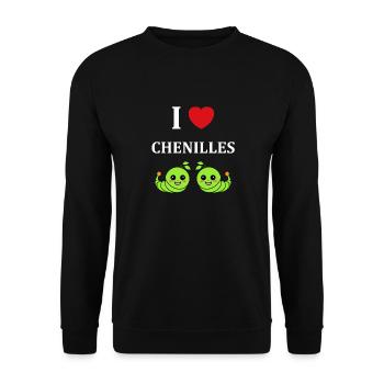 Chenilles insecte Amour petite chenille - Sweat-shirt Unisexe - noir - Devant - Alina (178cm) & Michal (187cm)