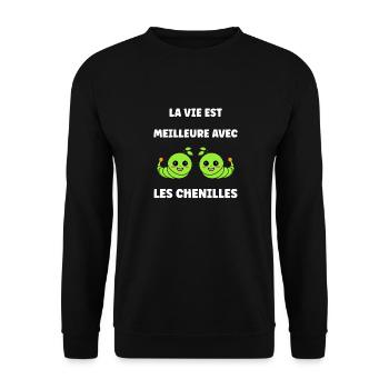 Chenilles insecte Amour petite chenille - Sweat-shirt Unisexe - noir - Devant - Alina (178cm) & Michal (187cm)