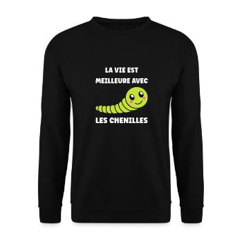 Chenilles insecte Amour petite chenille - Sweat-shirt Unisexe - noir - Devant - Alina (178cm) & Michal (187cm)