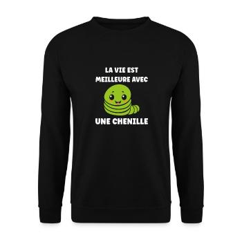 Chenilles insecte Amour petite chenille - Sweat-shirt Unisexe - noir - Devant - Alina (178cm) & Michal (187cm)