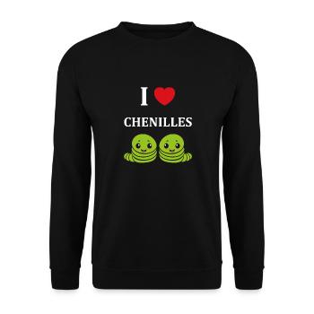 Chenilles insecte Amour petite chenille - Sweat-shirt Unisexe - noir - Devant - Alina (178cm) & Michal (187cm)