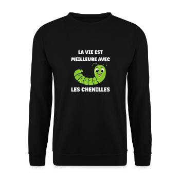 Chenilles insecte Amour petite chenille - Sweat-shirt Unisexe - noir - Devant - Alina (178cm) & Michal (187cm)