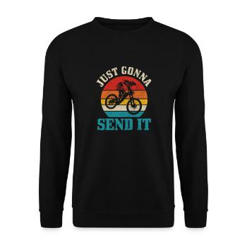 Mountain Bike MTB Downhill Biker Gift - Unisex Sweatshirt - black - Front - Alina (178cm) & Michal (187cm)