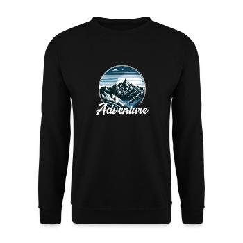 Nächtliche Berg ruft zum Abenteuer - Unisex Pullover - Schwarz - Vorne - Alina (178cm) & Michal (187cm)